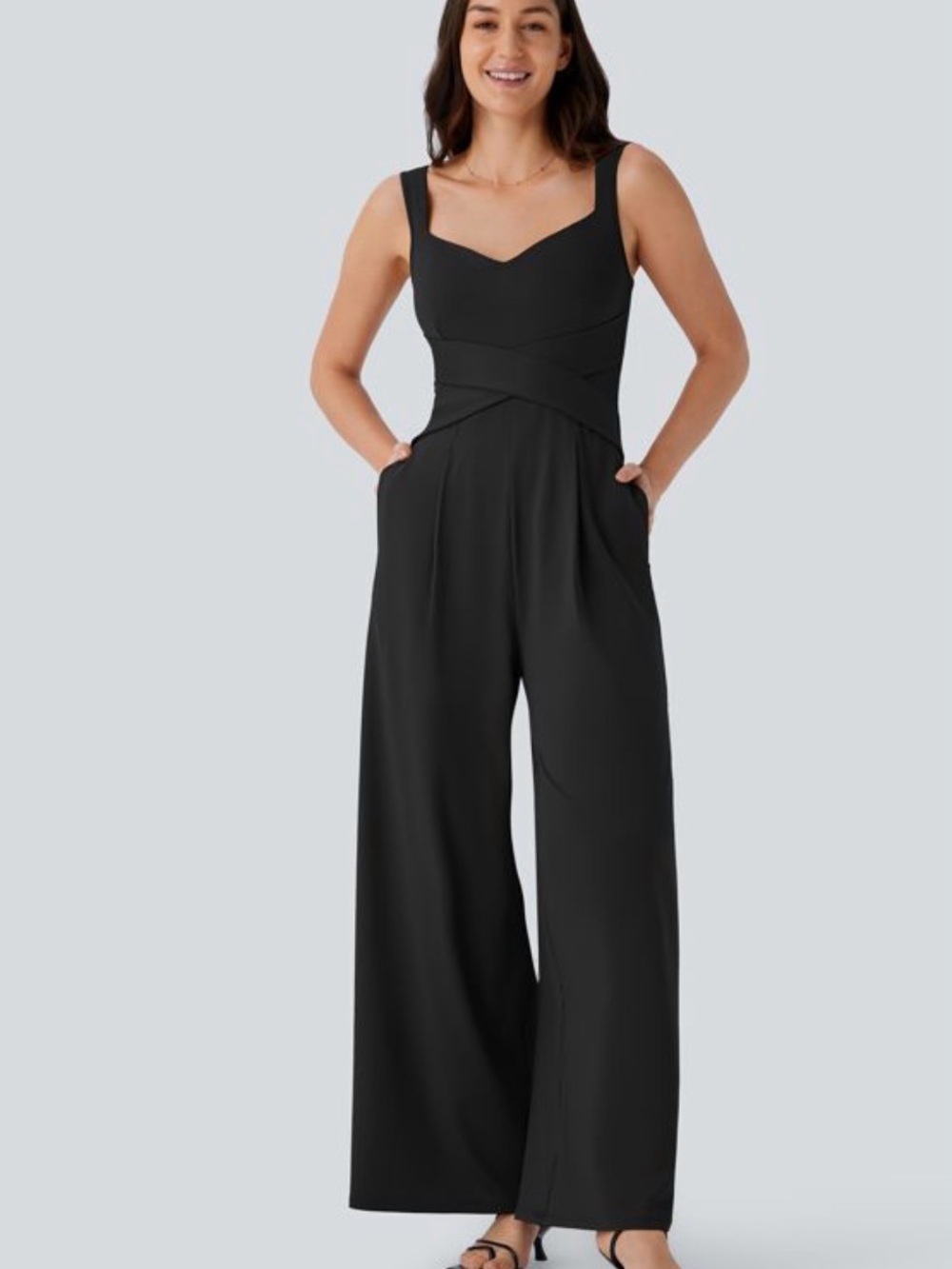 Halara U Back Sleeveless Casual Jumpsuit with Pockets size Large